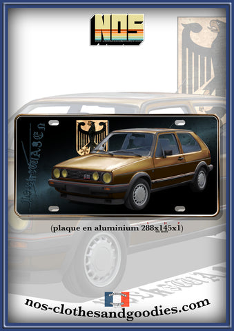 plaque métal type immatriculation us VW Golf 2 GTI 16V