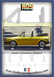plaque métal type immatriculation us VW Golf 2 cabriolet jaune profil