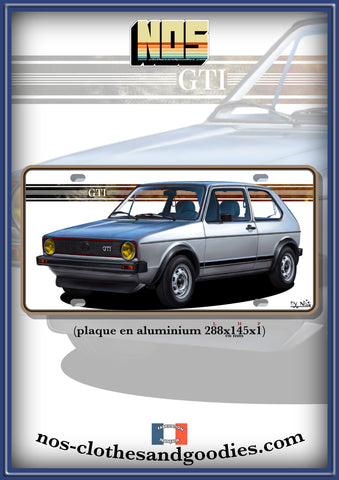 plaque métal type immatriculation us VW Golf GTI 3 portes grise