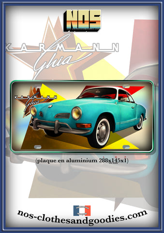 Plaque métal type immatriculation us VW Karmann verte