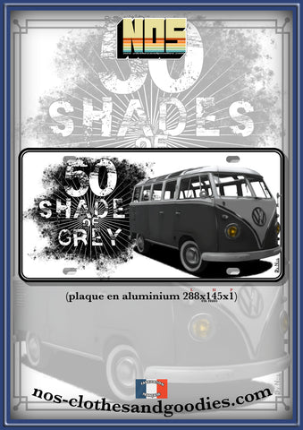 Plaque métal type immatriculation us VW combi T1 split 50 shades of grey