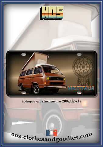 Plaque métal type immatriculation us VW combi T3 attrape rêve