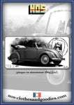 Plaque métal type immatriculation us VW cox cabriolet type 15 noir et blanc