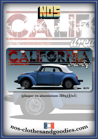 plaque métal type immatriculation us VW cox cabriolet 1303 usa super beetle 1979 california