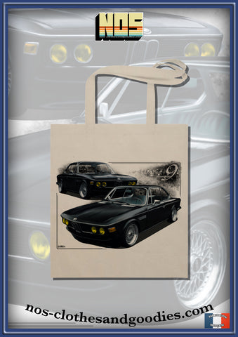 Tote bag BMW E9 3.0 CSI 2800 black front