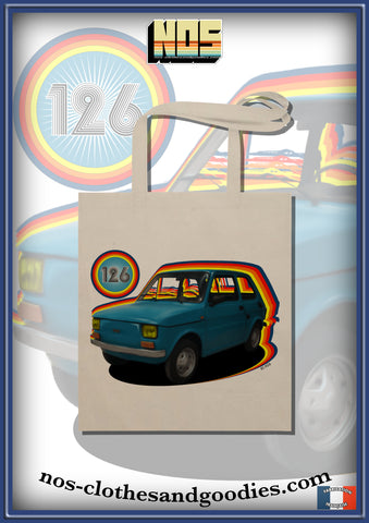 Fiat 126 tote bag blue