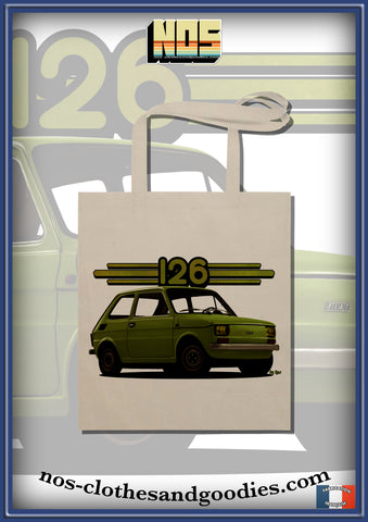 Fiat 126 green tote bag