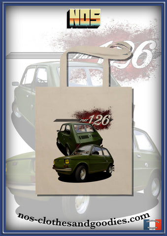 Tote bag Fiat 126 av/ar verte