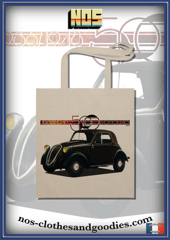 Fiat topolino 500A black tote bag