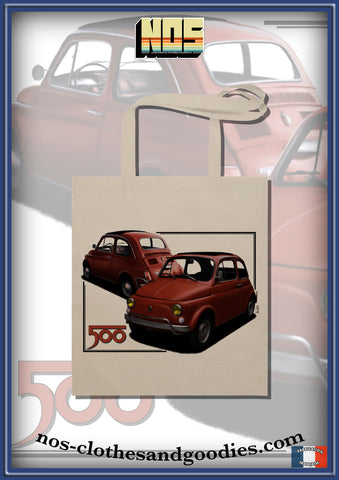 tote bag fiat 500 coral front/rear