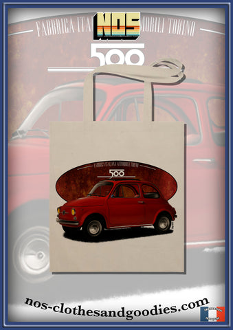 red fiat 500 tote bag