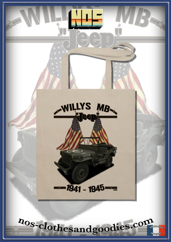 tote bag jeep willys MB 41/44 1944 drapeaux usa