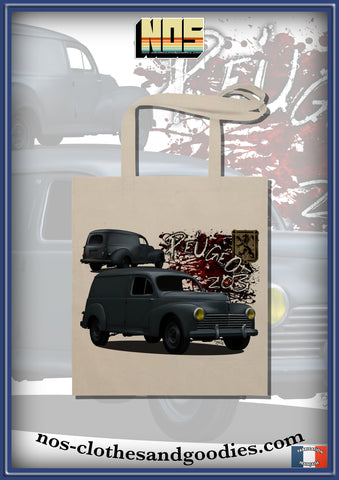 Tote bag Peugeot 203 gray paneled van sedan 1956