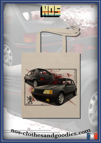 Peugeot 205 GTI black front/rear tote bag