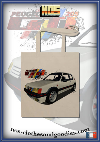 tote bag Peugeot 205 GTI blanche