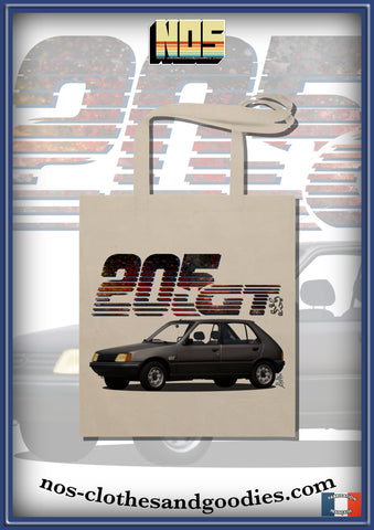 tote bag Peugeot 205 GT marron