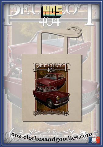 tote bag Peugeot 404 red 1979 front/rear