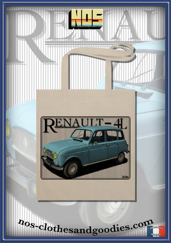 tote bag Renault 4L bleue claire 1964