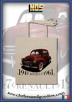 tote bag Renault 4cv 3 moustaches rouge