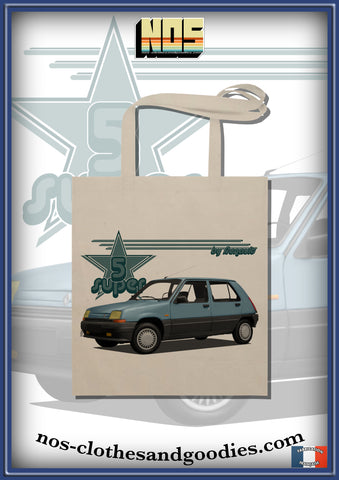 tote bag Renault super 5 bleue