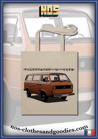 VW T3 orange mandala tote bag