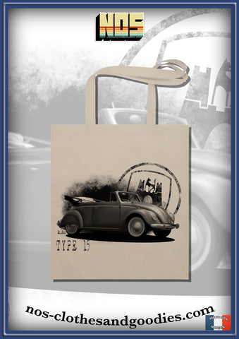 tote bag VW cox cabriolet type 15 noir et blanc