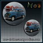 Badge /magnet / porte clé décapsuleur Opel Olympia bleu 1952