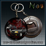 Badge / magnet/porte clé décapsuleur Peugeot 205 GTI noire av/ar