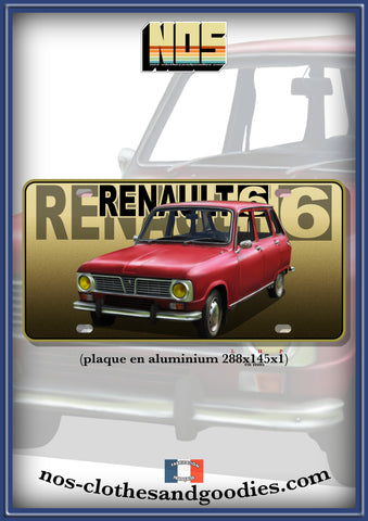 Plaque métal type immatriculation Renault R6 TL rouge 1971