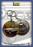 Badge / magnet / porte clé décapsuleur Renault R6 beige 1977