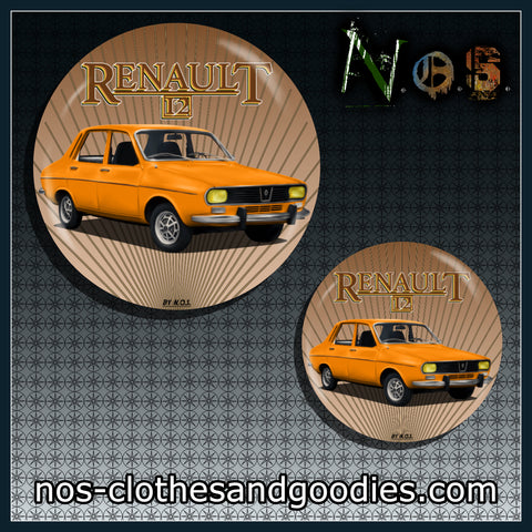 Badge /Magnet / porte clé décapsuleur Renault 12 orange