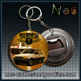 Badge/Magnet/bottle opener key ring Renault super 5 front/rear 1984