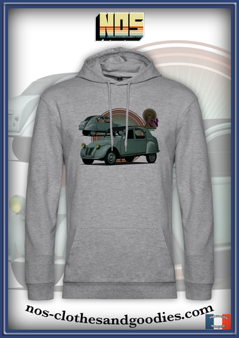 sweat capuche unisex Citroën 2cv AZ verte 1957