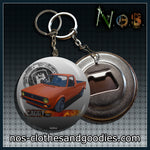 Badge/magnet/bottle opener key ring Caddy orange coat of arms