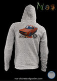 Unisex hooded zip sweatshirt VW Caddy orange coat of arms