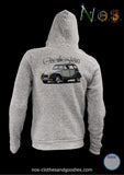 Citroën 2cv charleston gray chevron unisex hooded zip sweatshirt