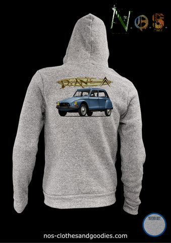 Citroën Dyane blue unisex hooded zip sweatshirt 1981