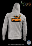 unisex hooded zip sweatshirt VW T2 camper orange