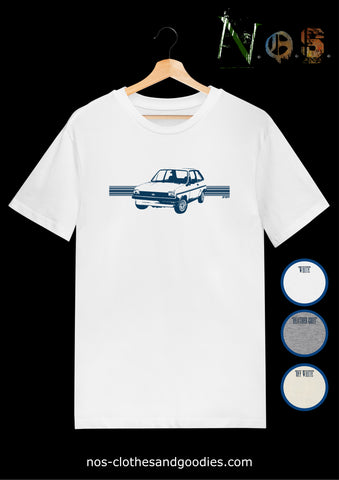 tee shirt unisex Ford Fiesta blanche 1980 "graphique"