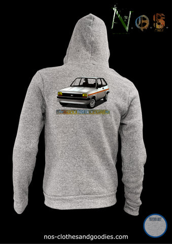 Sweat zip capuche unisex Ford Fiesta blanche  1980