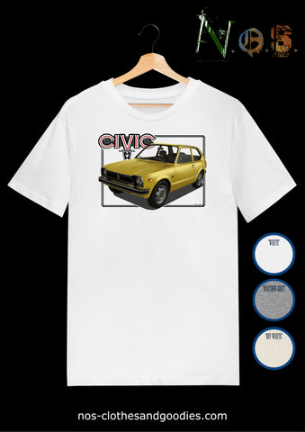 tee shirt unisex Honda Civic MK1 jaune