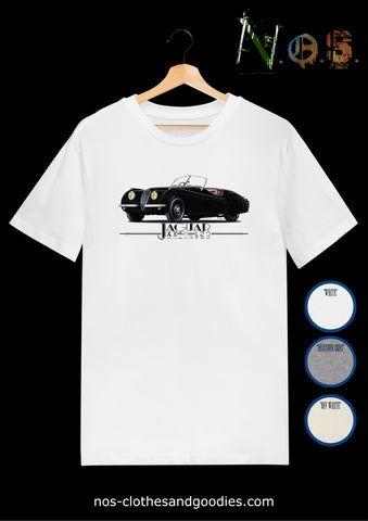 tee shirt unisex jaguar XK120 roadster noir 1951