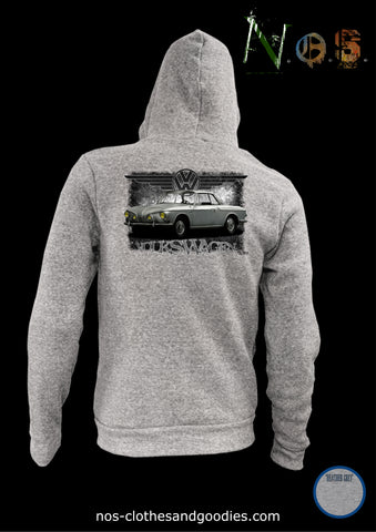 Karmann type 34 volkswagen unisex hooded zip sweatshirt
