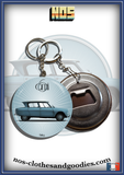 Badge/magnet/bottle opener key ring Citroën Ami 6 blue "profile" 