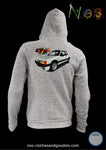 unisex hooded zip sweatshirt Peugeot 205 GTI white