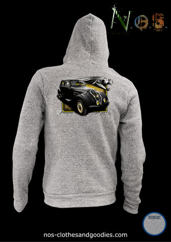 Peugeot 302 unisex hooded zip sweatshirt