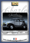 Plaque métal décorative Citroën 2cv charleston grise