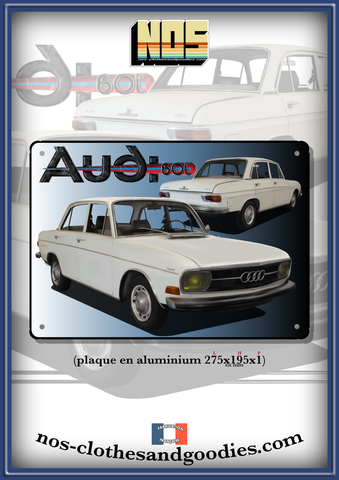 Plaque métal décorative AUDI 60 L beige 1972