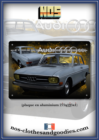 Plaque métal décorative AUDI 60 L bleu gris