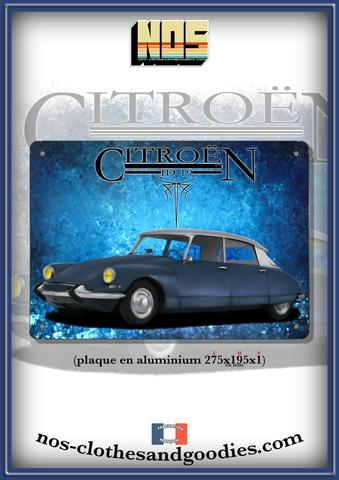 Plaque métal décorative Citroën ID DS bleue